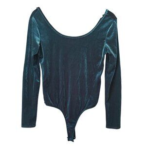 VTG Y2K POOF New York NWT Velvet Body Suit Green Women's Large Long Sleeve USA